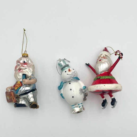 Set of 5 Glass Blown Metallic Christmas Holiday Ornaments - Picture 4 of 6